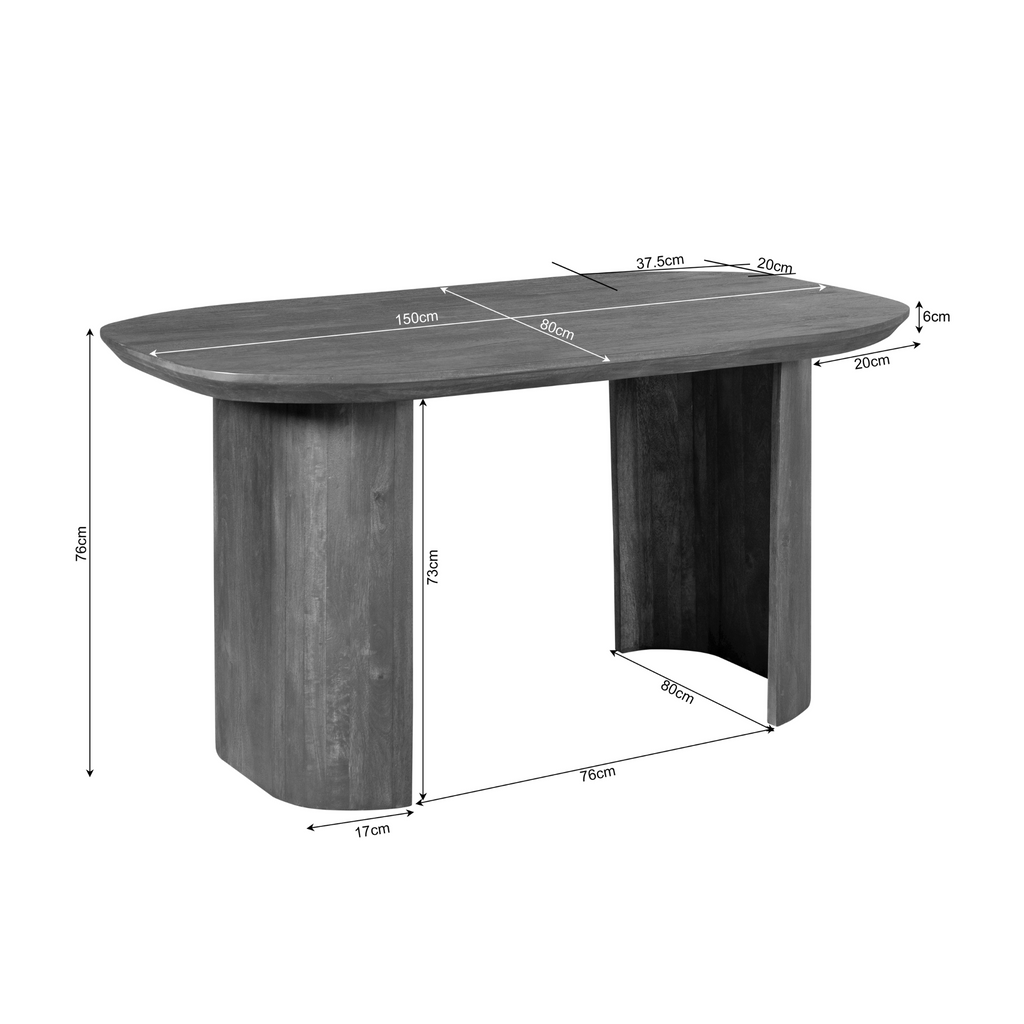 Bureau Maré | Massief mangohout | Half ronde poten