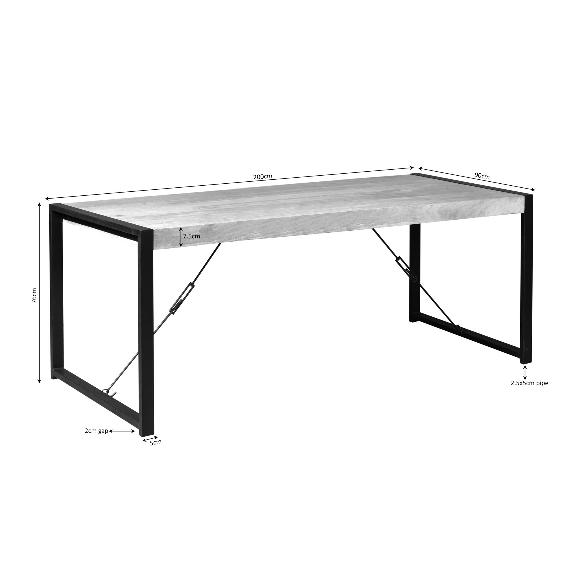 Eettafel Britt | Mangohout & Metaal | 200x90