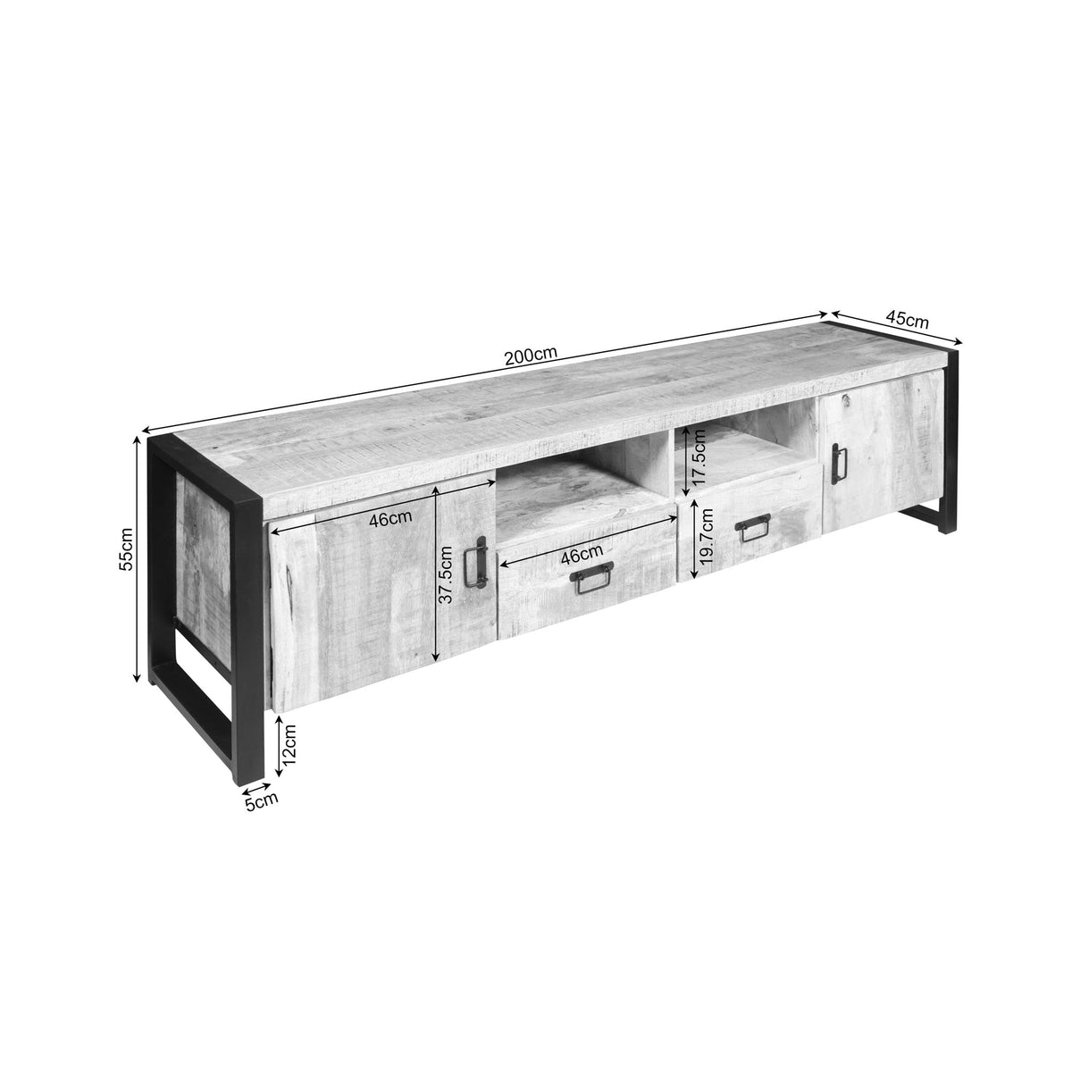 Tv-meubel Britt | 200 cm | met deuren en lades
