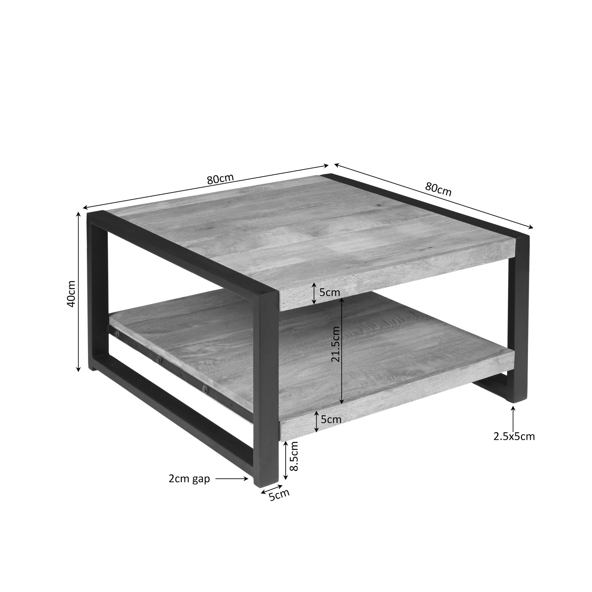 Salontafel Britt | Mangohout | Onderblad 80 cm