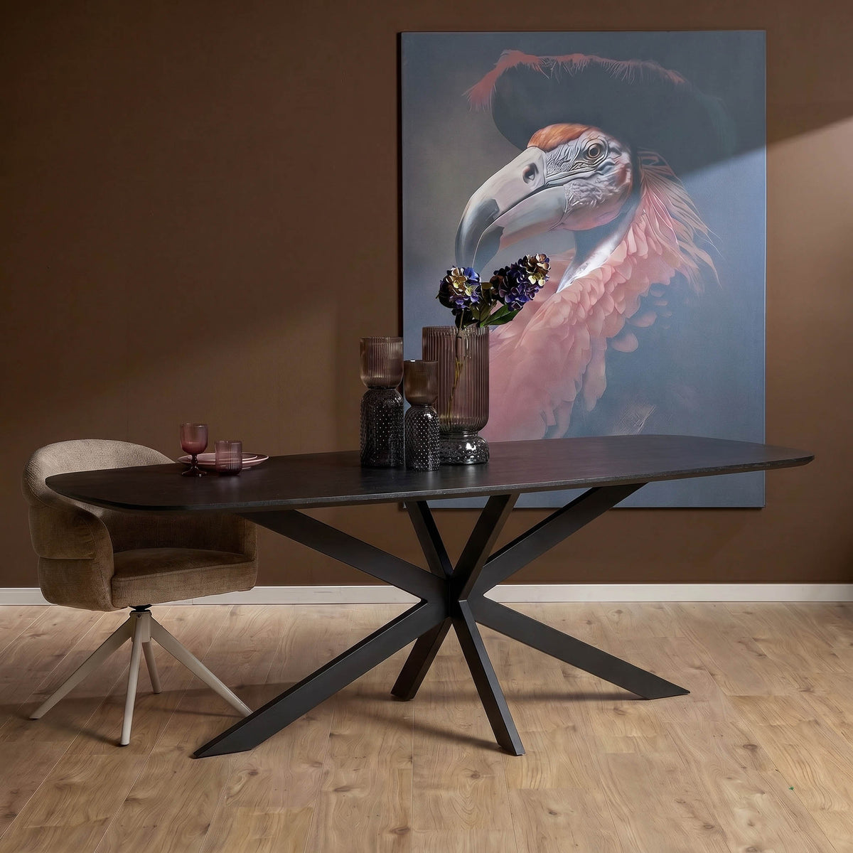 Eettafel Elegance Zwart | Deens ovaal | 200x100 cm