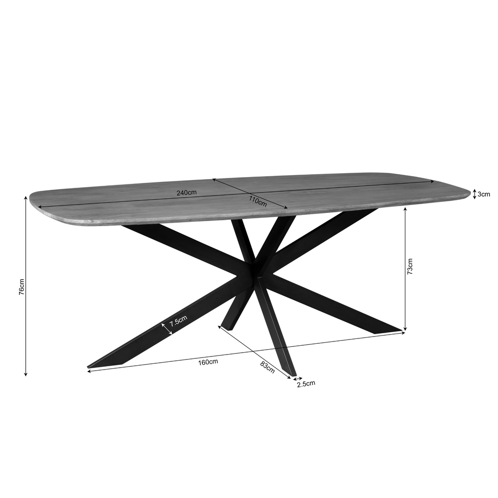 Eettafel Elegance Black | 240x110 | Mangohout