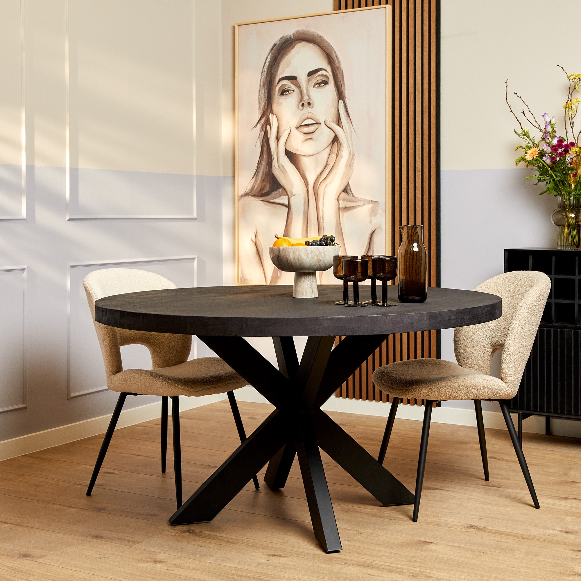 Eetkamertafel Denver | Rond | Mango zwart