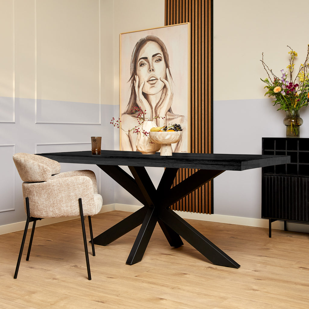 Eetkamertafel Denver Black | Rechthoek | Mangohout Zwart