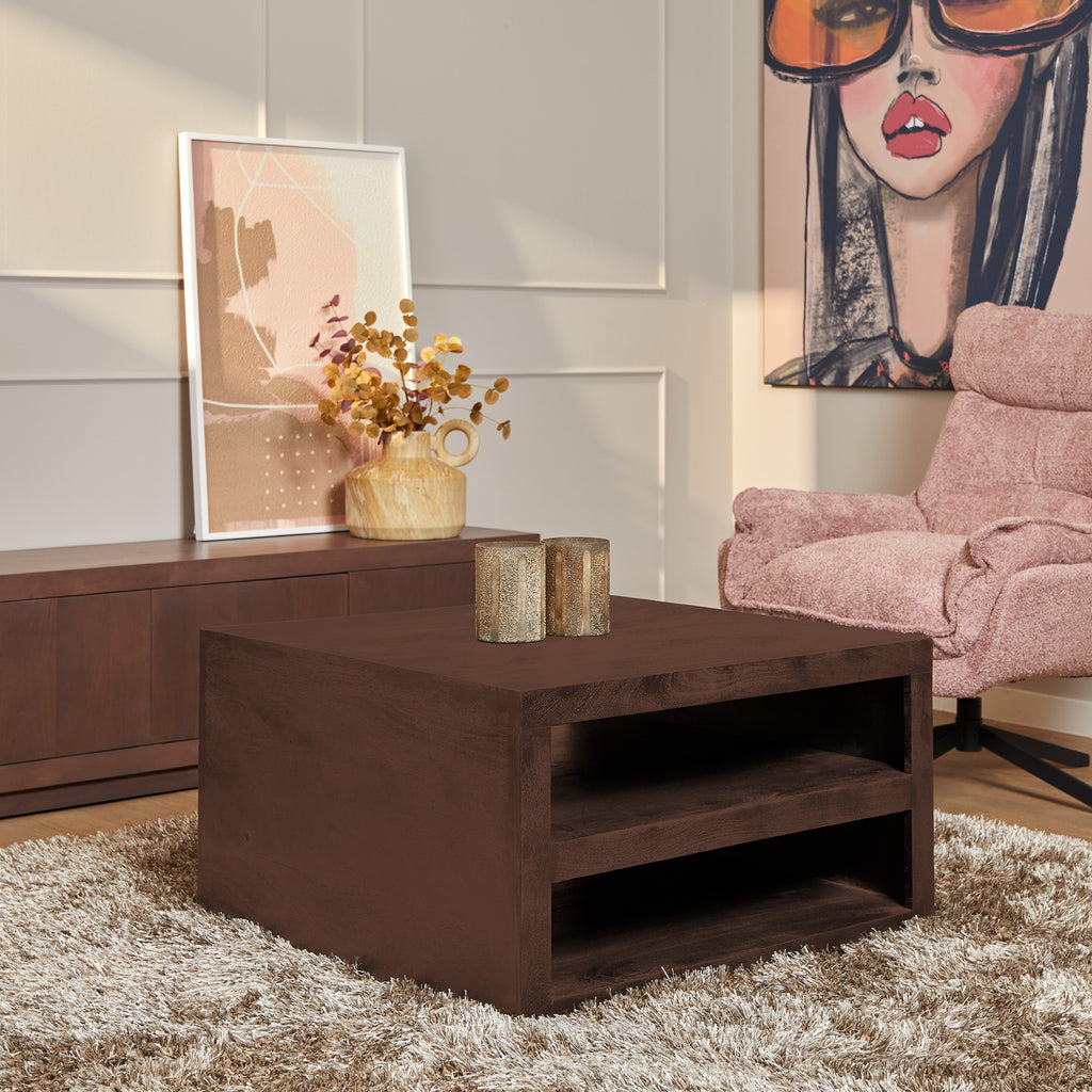 Salontafel Brussel | Walnut | Mangohout 80x80