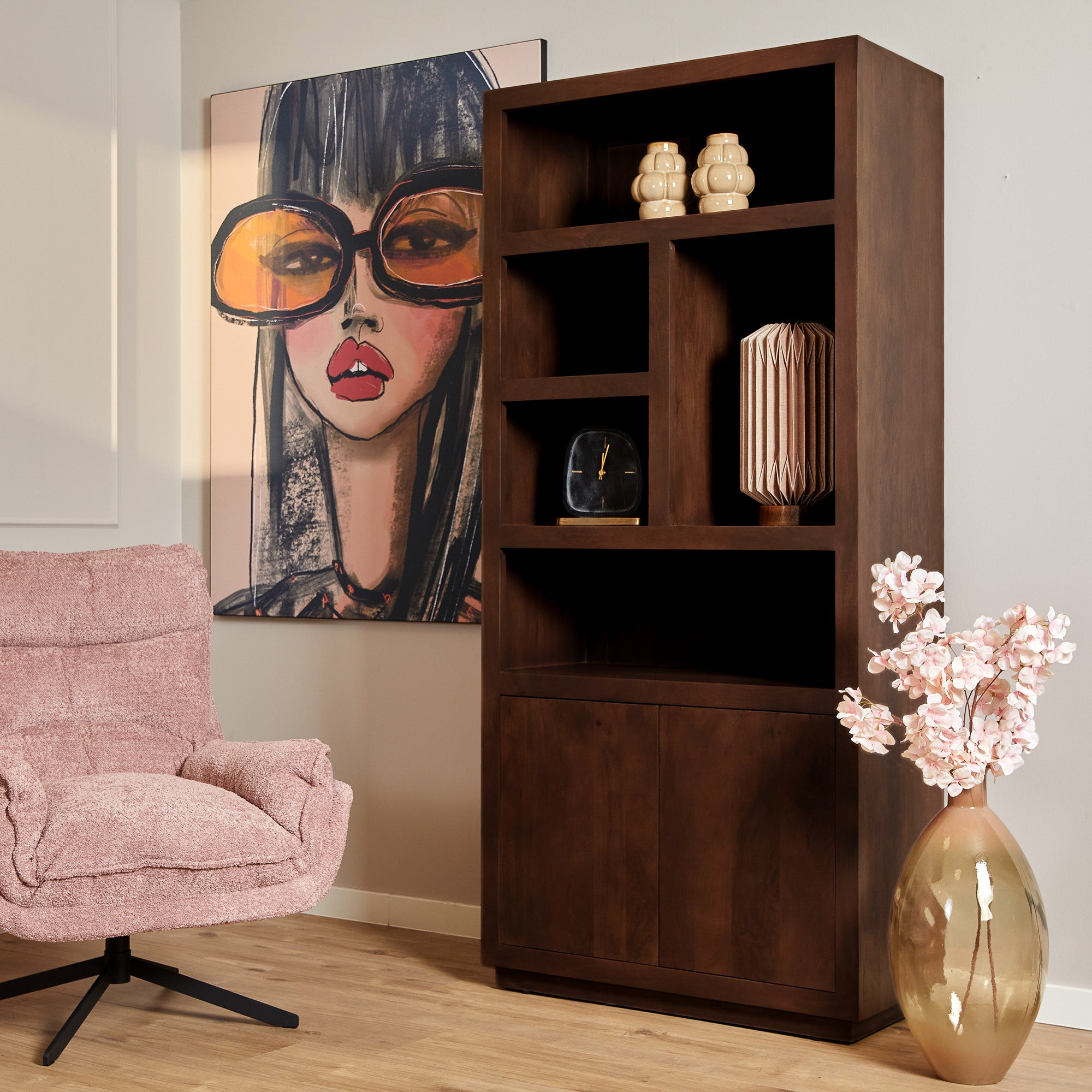 Vakkenkast Brussel Brown | Mangohout | Bruin
