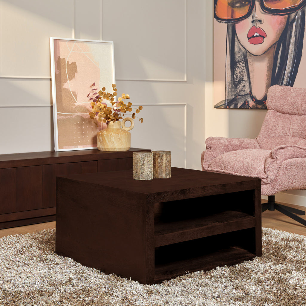 Salontafel Brussel | Mangohout | Bruin 80x80