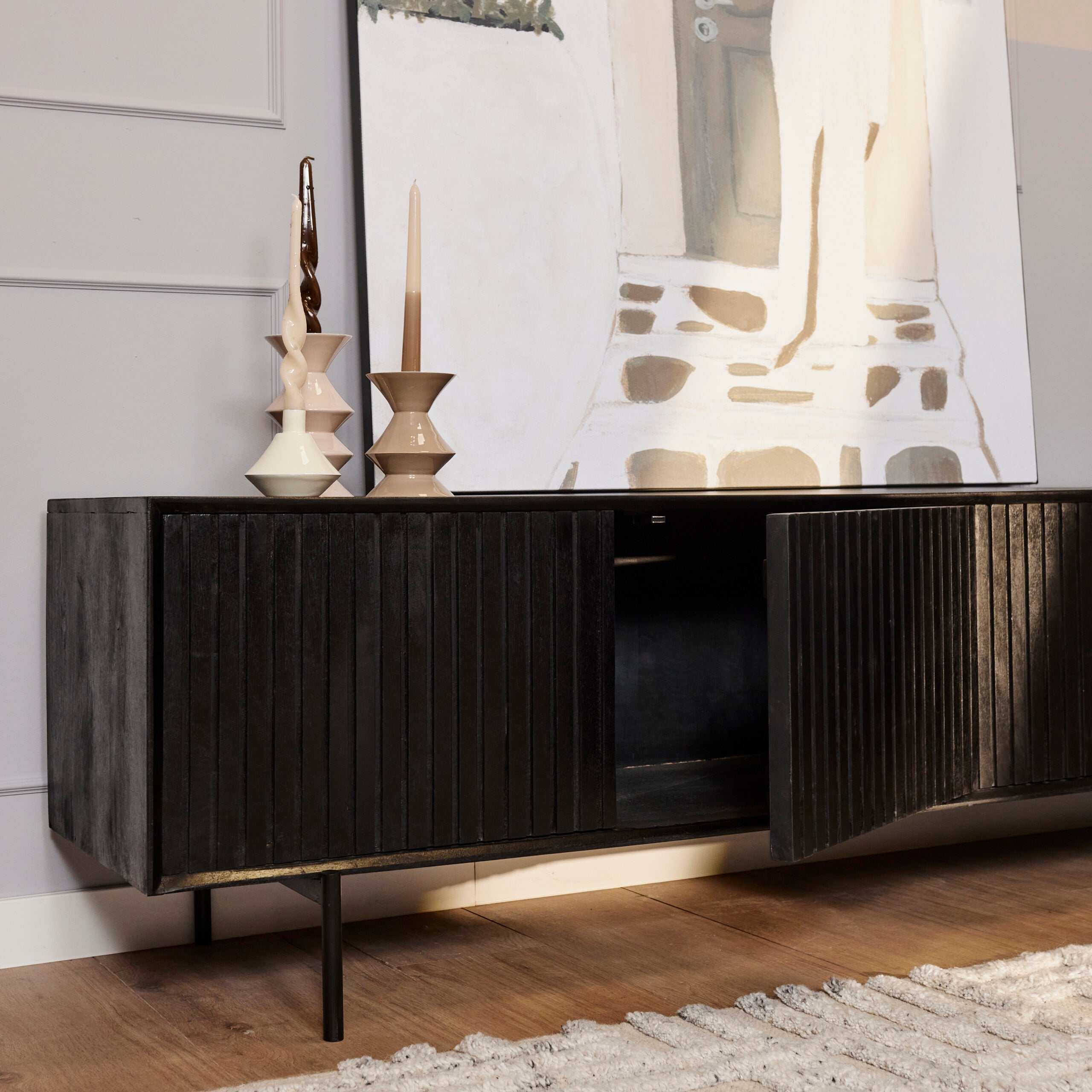 Tv meubel Madison | 4-Deurs | Mango & Zwart