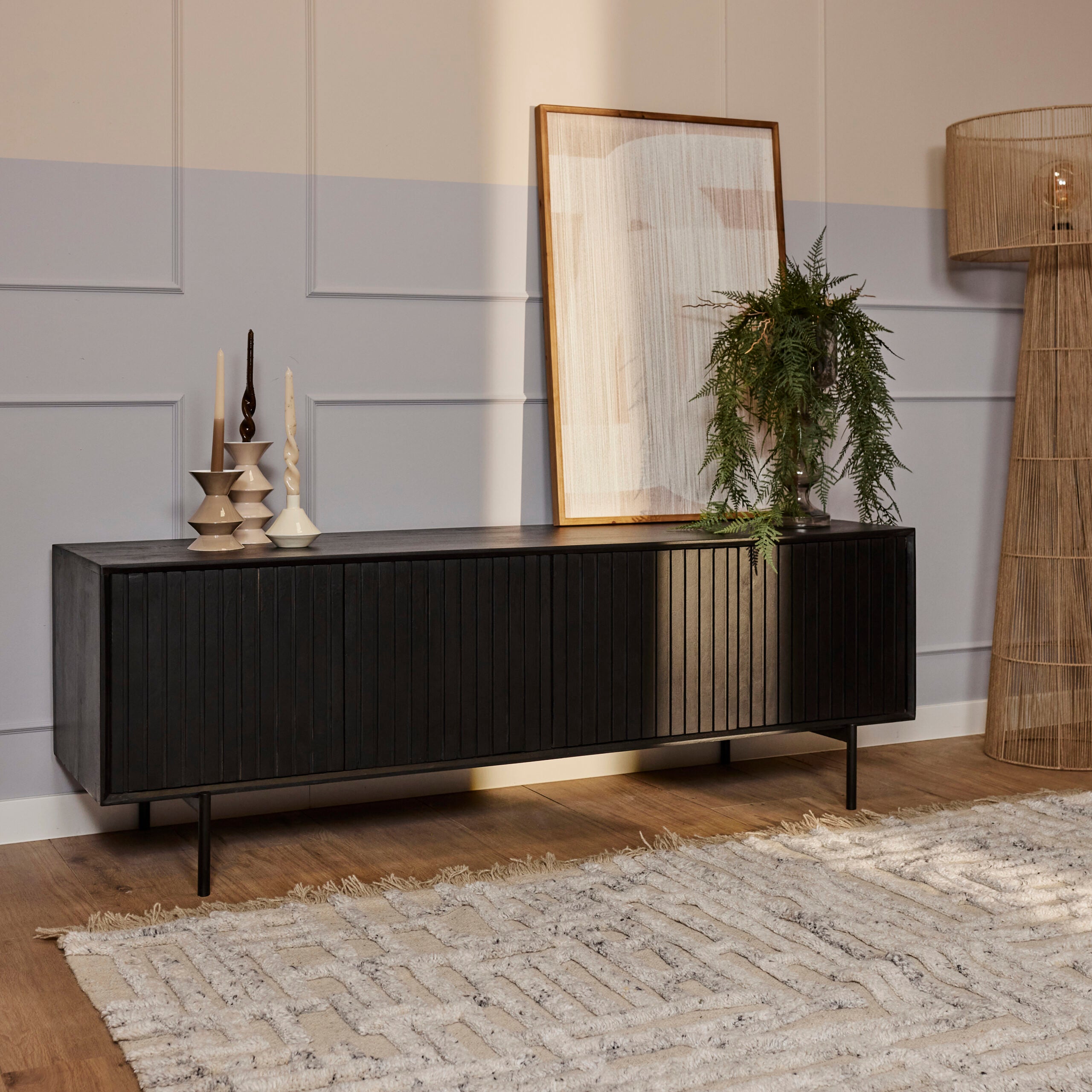 Tv meubel Madison | 4-Deurs | Mango & Zwart