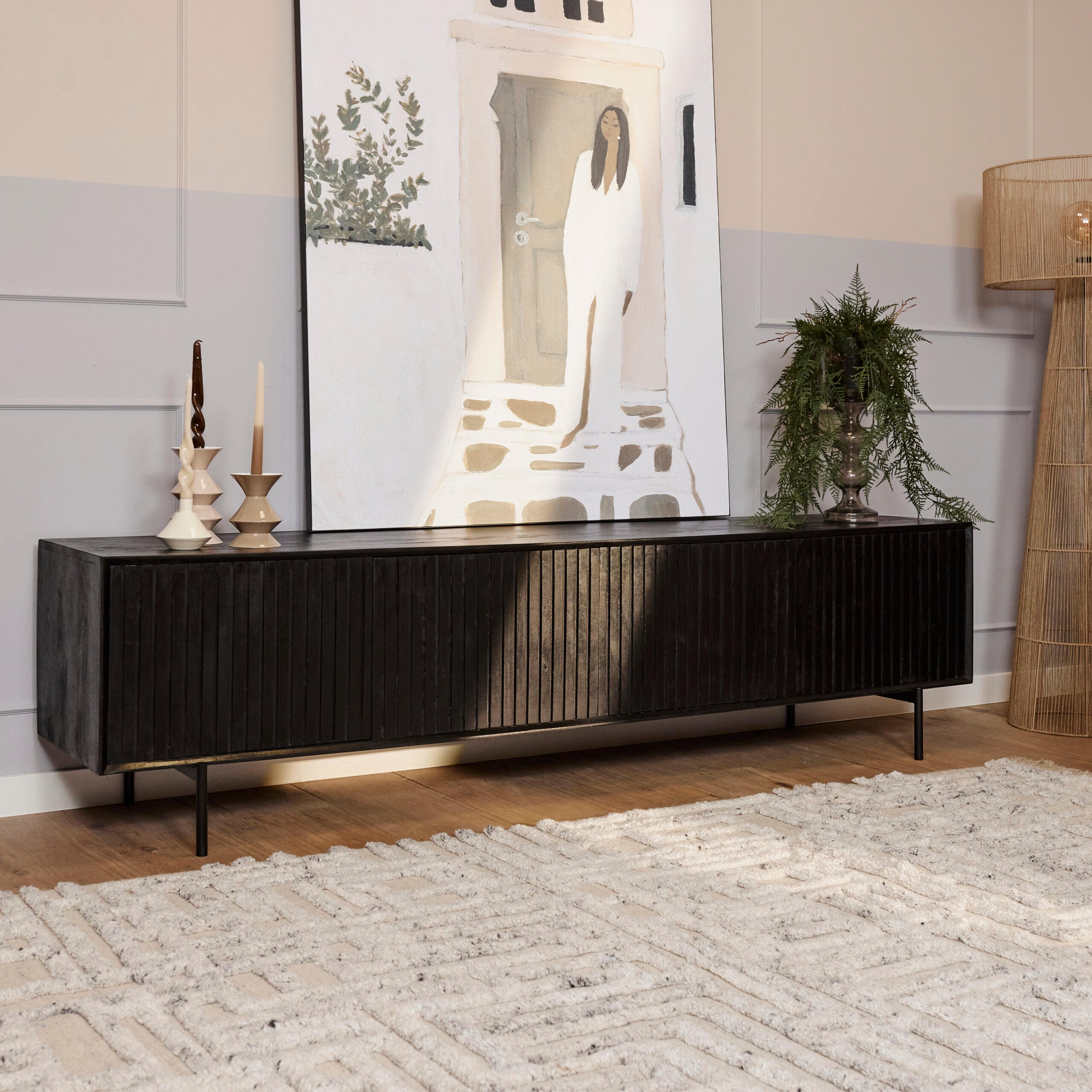 Tv meubel Madison | 4-Deuren | Mango zwart