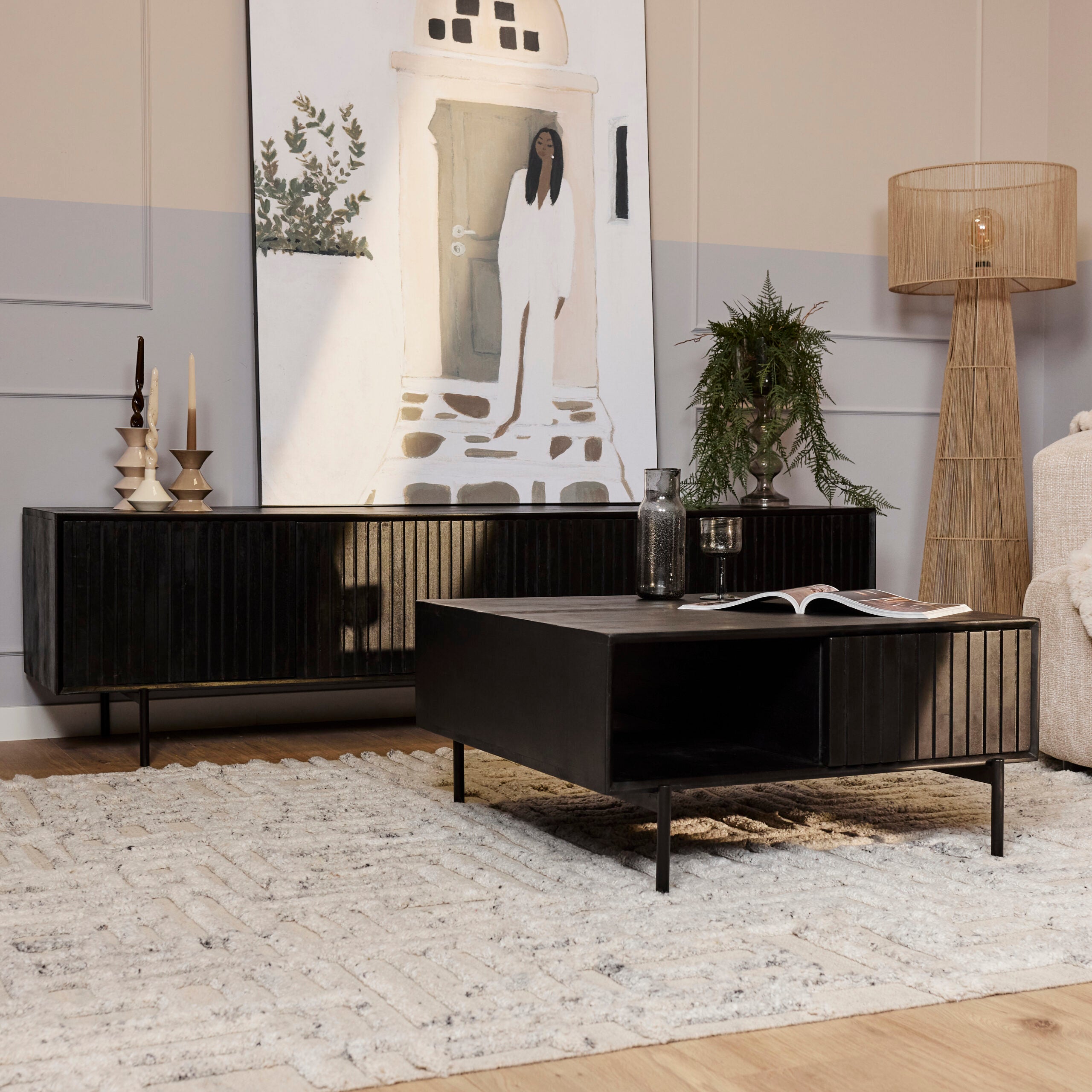 Salontafel Madison | 2 Laden | Mangohout | Zwart