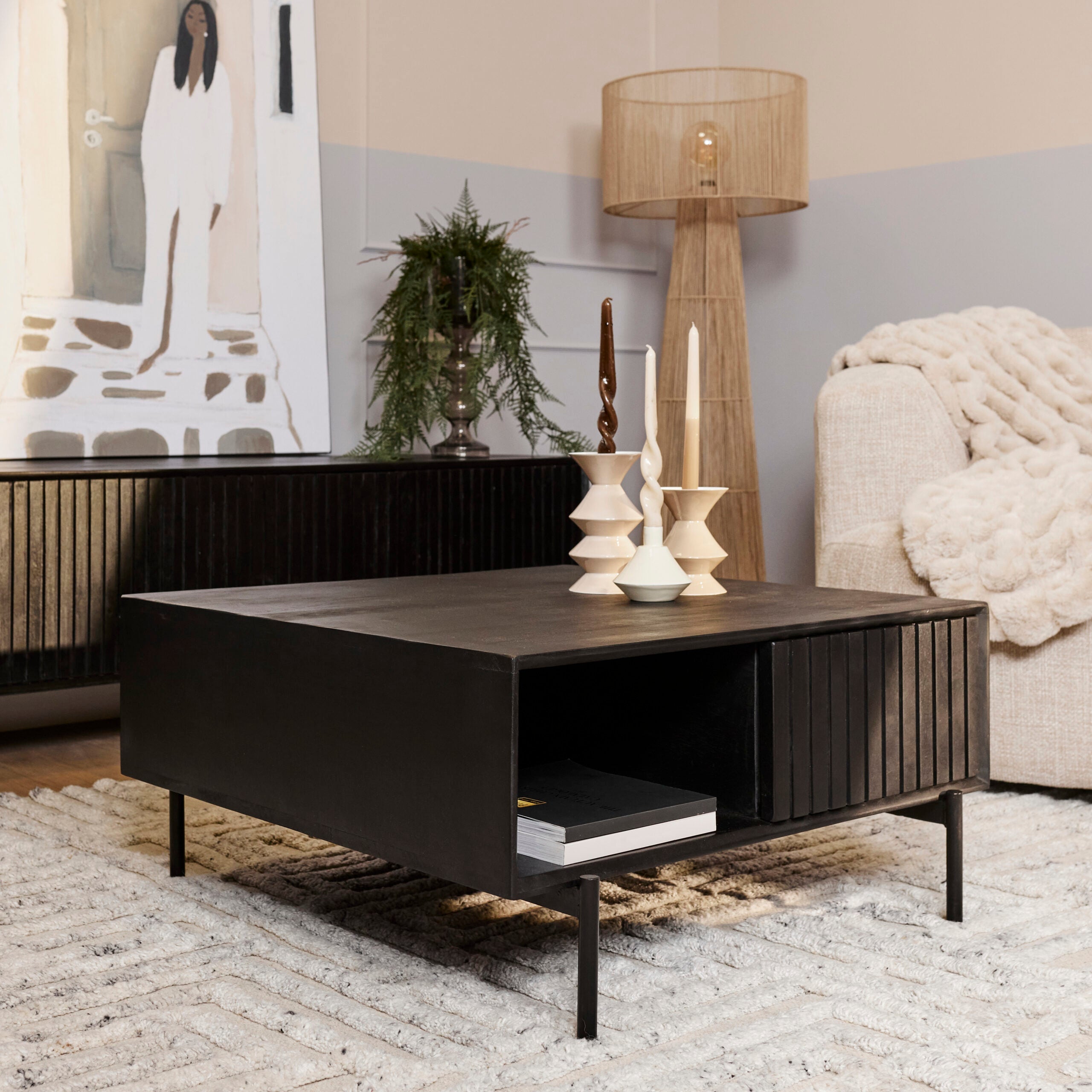 Salontafel Madison | 2 Laden | Mangohout | Zwart
