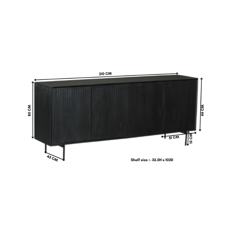 Dressoir Madison | 4-Deurs | Mango & Zwart