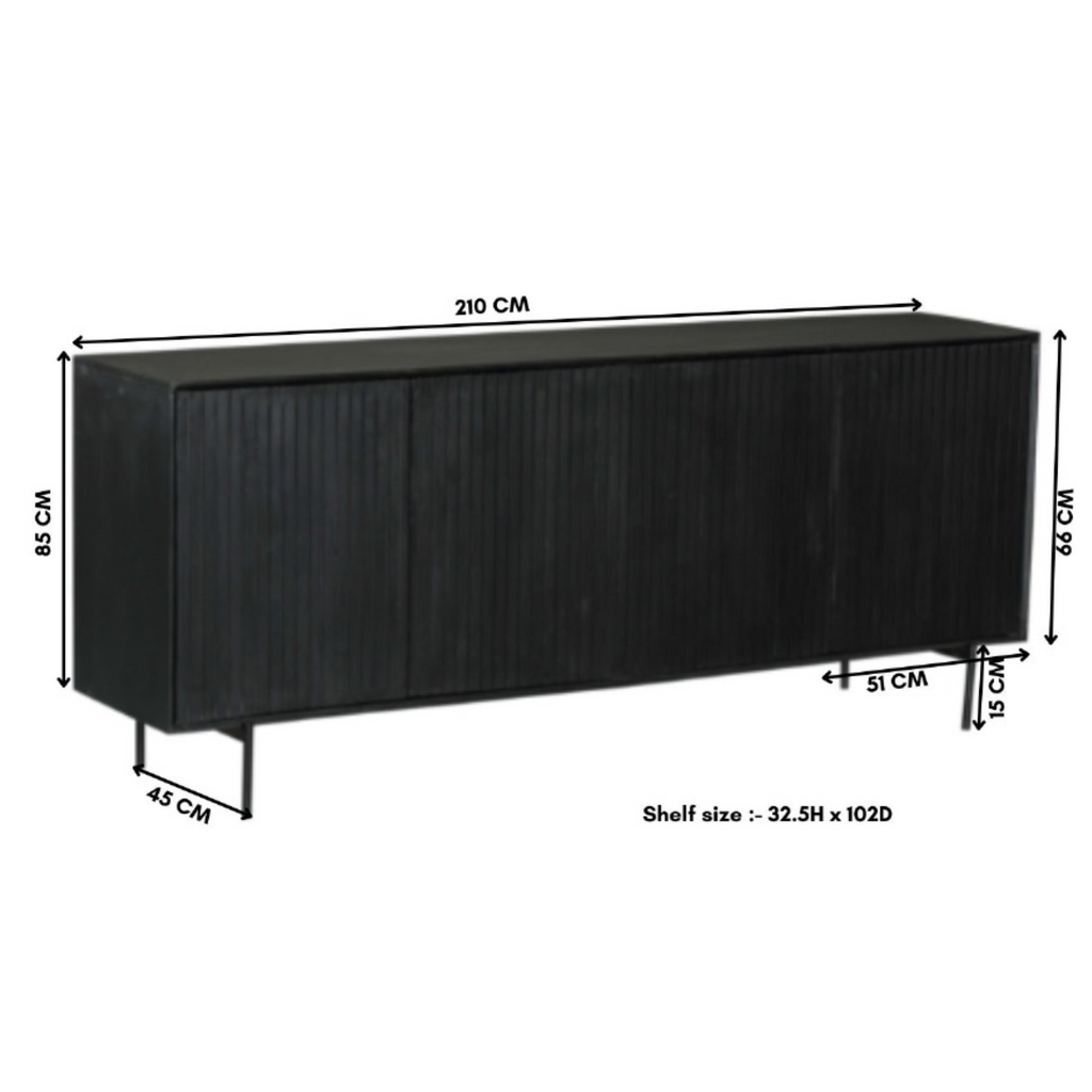 Dressoir Madison | 4-Deurs | Mango & Zwart