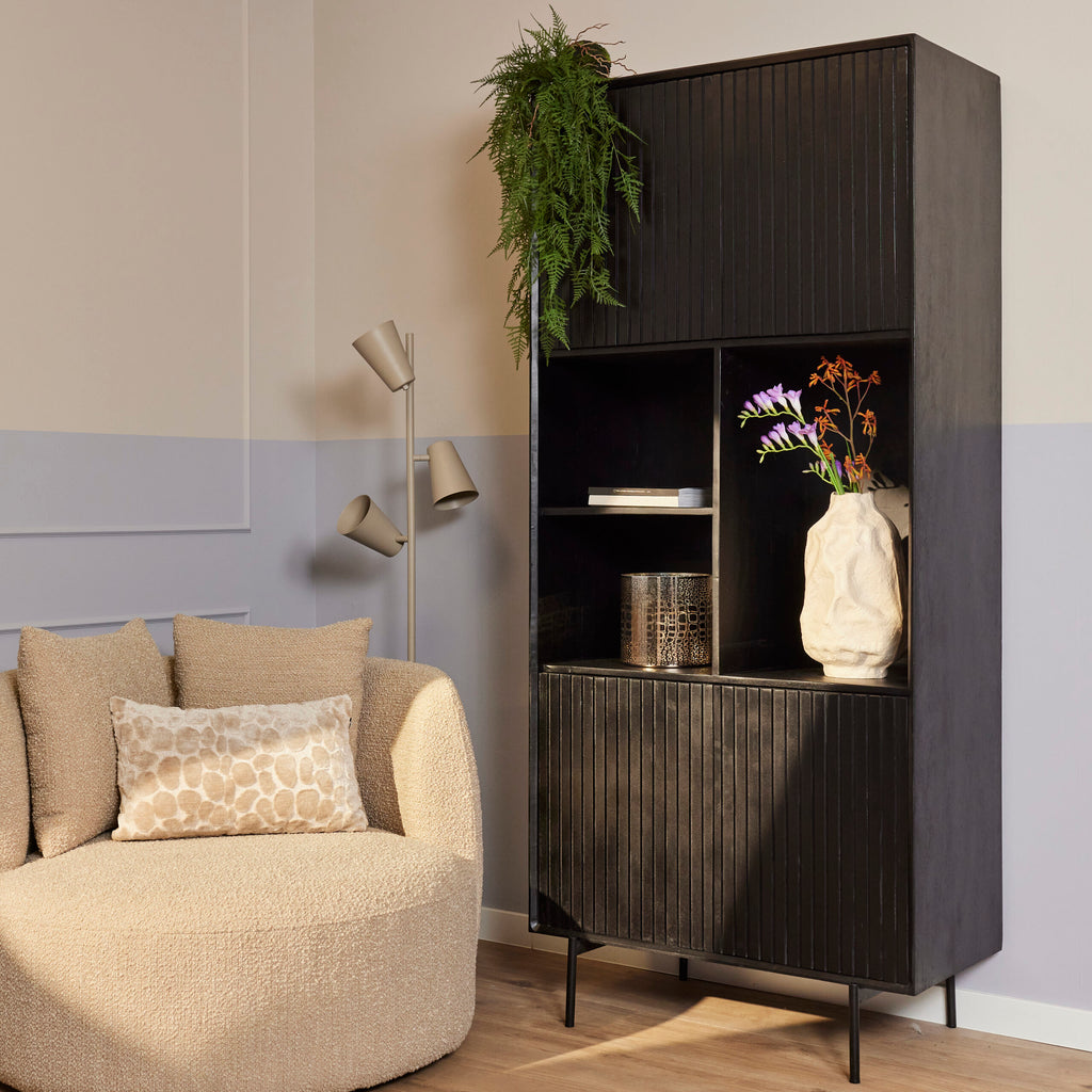 Vakkenkast Madison | 4 Deuren | Mangohout & Zwart