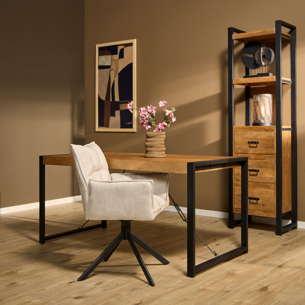 Eettafel Boaz | Mangohout & Metaal | 160x80