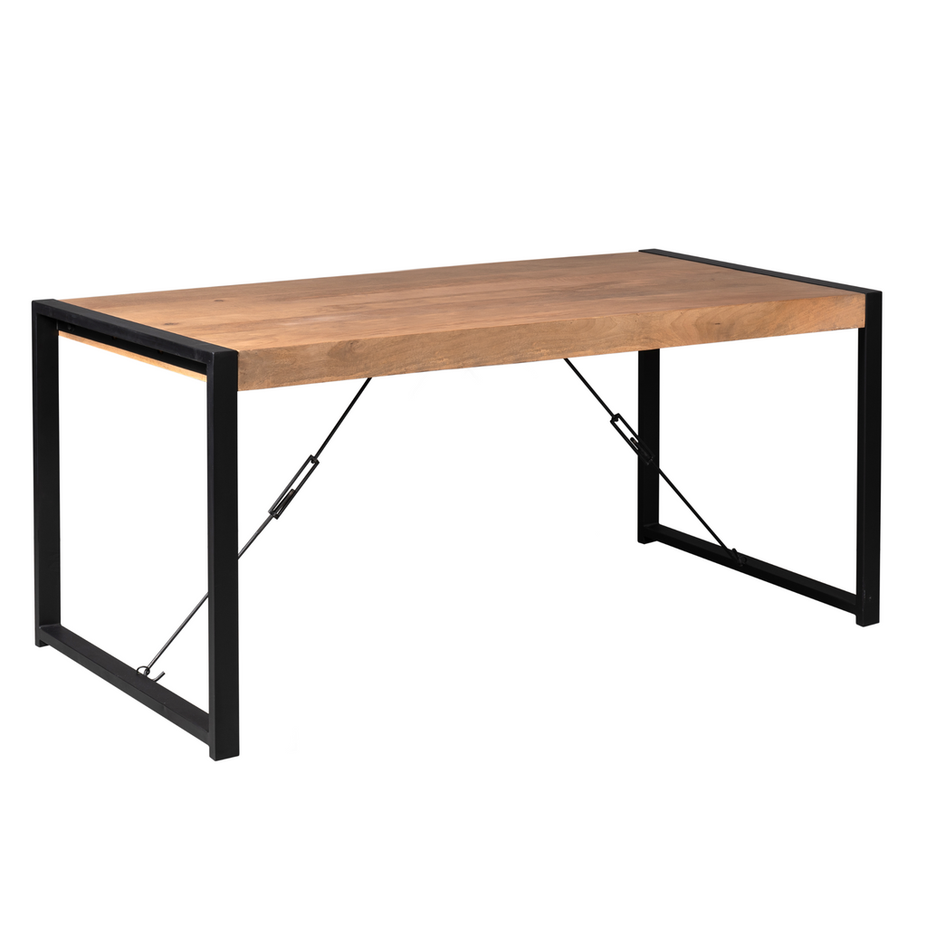 Eettafel Boaz | Mangohout | Metalen U-poten
