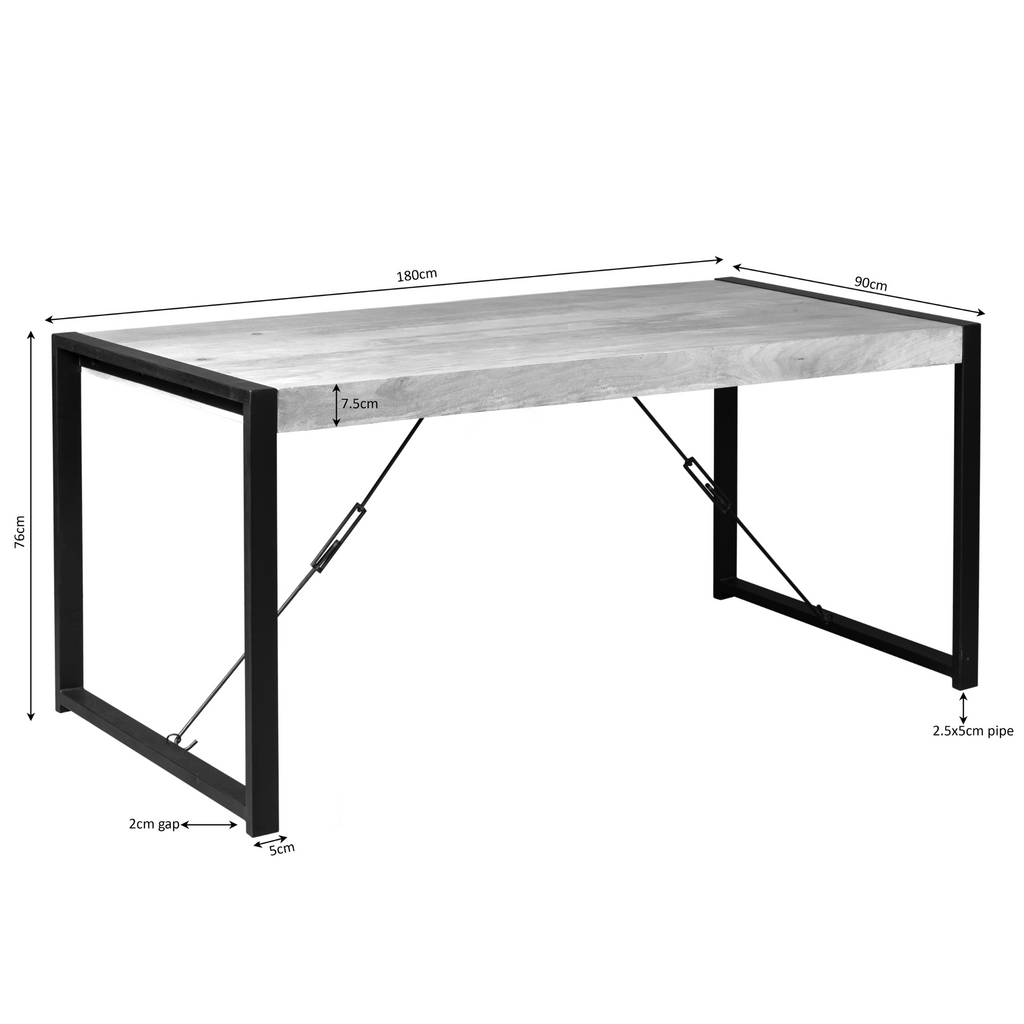 Eettafel Boaz | Mangohout | Metalen U-poten