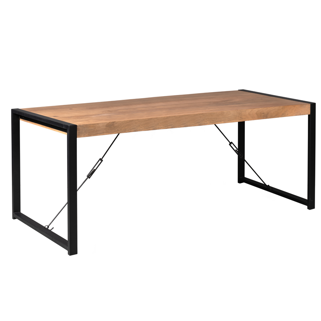 Eettafel Boaz | Mangohout | Metalen U-poten 200x90