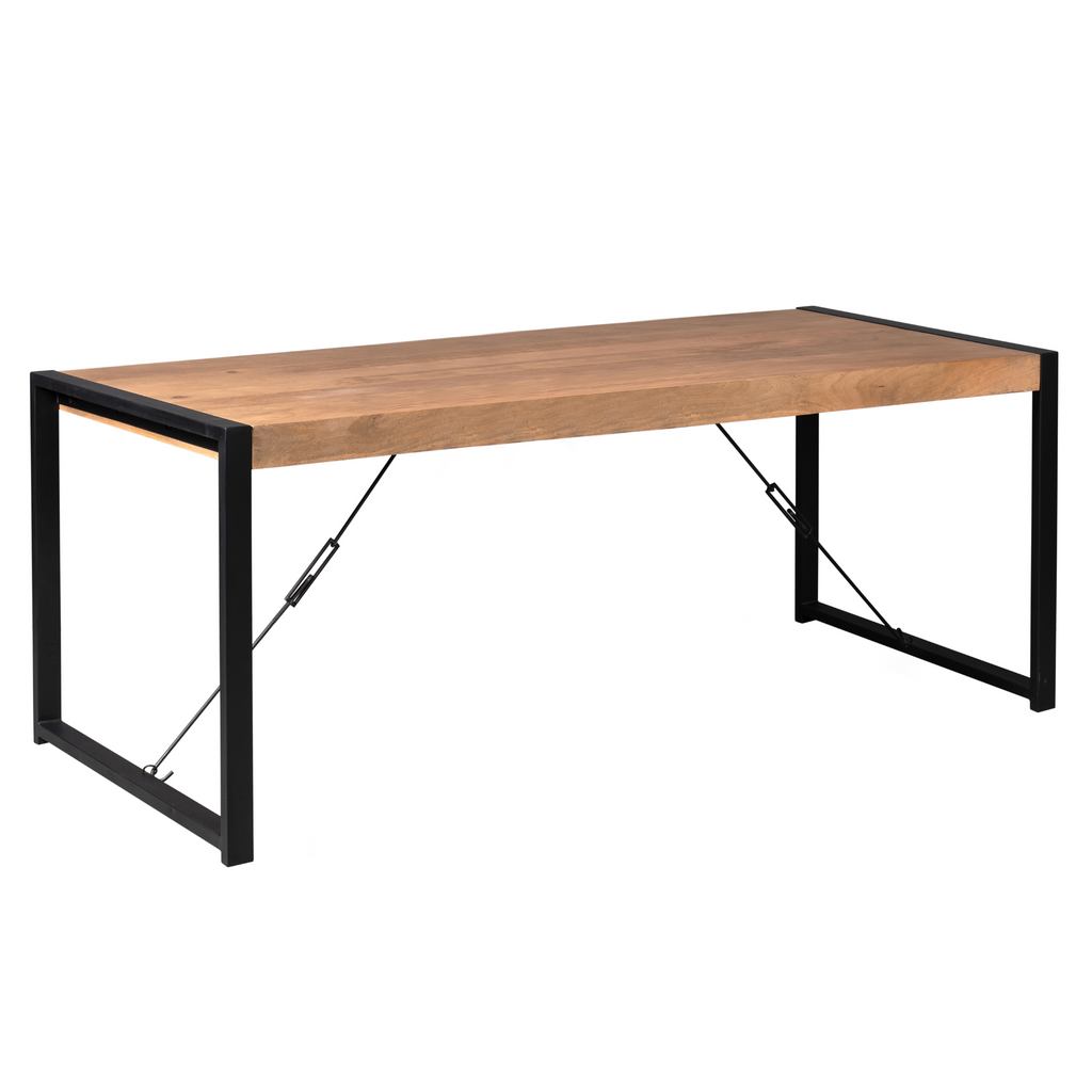 Eettafel Boaz | Mangohout | U-poten zwart | 220x90