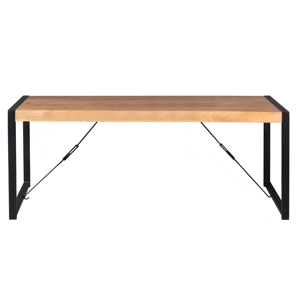 Eettafel Boaz | Mangohout | U-poten zwart | 220x90