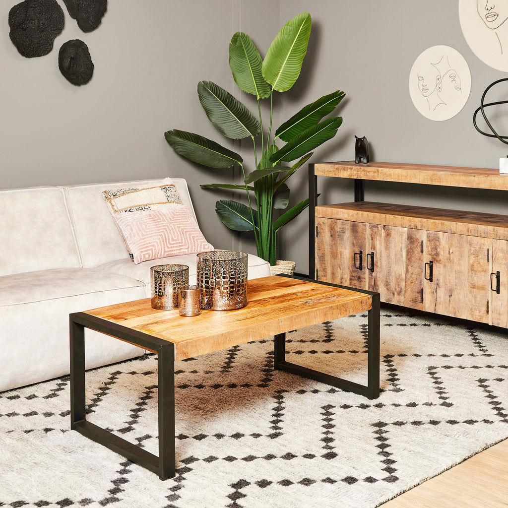 Bijzettafel Boaz | Mangohout & Metaal | 110x60 cm