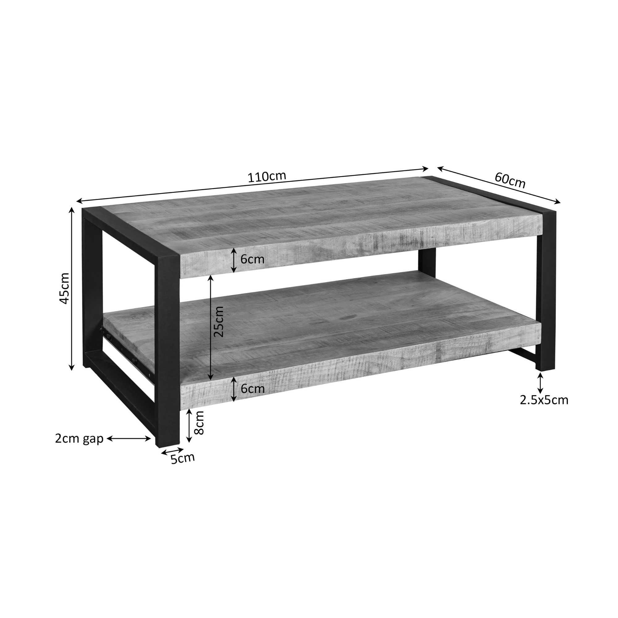 Salontafel Boaz | Mangohout & Metaal | 110x60 cm
