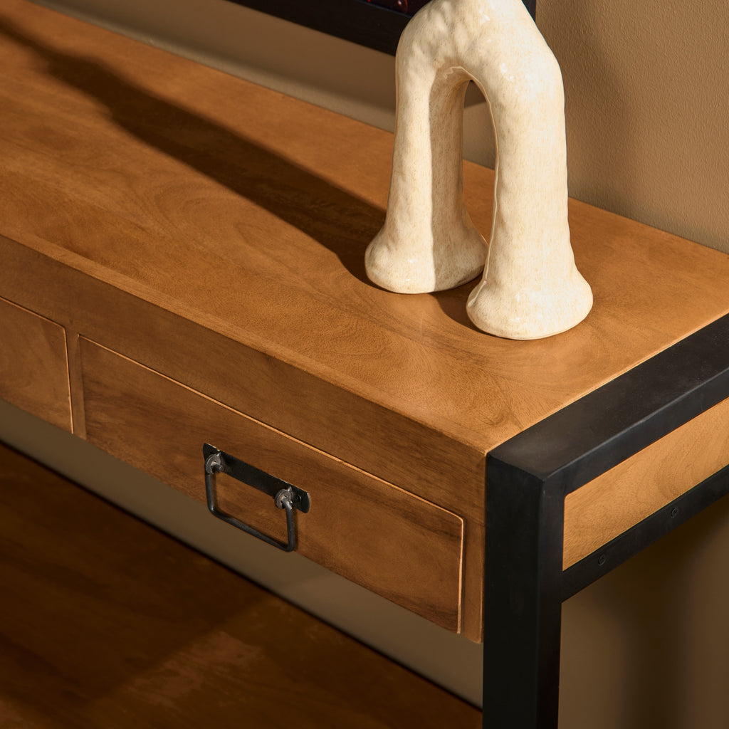 Sidetable Boaz | 3 Lades | Mangohout & Zwart