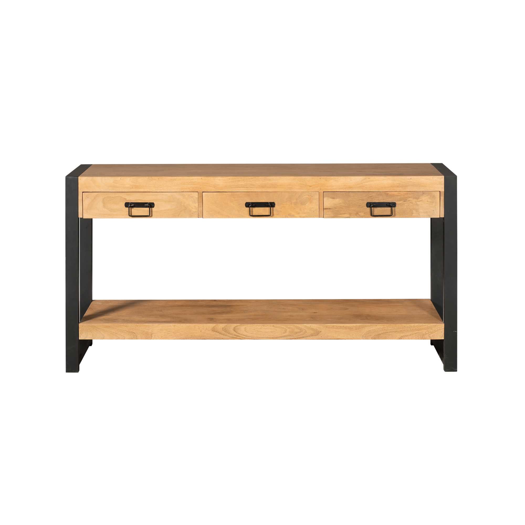 Sidetable Boaz | 3 Lades | Mangohout & Zwart