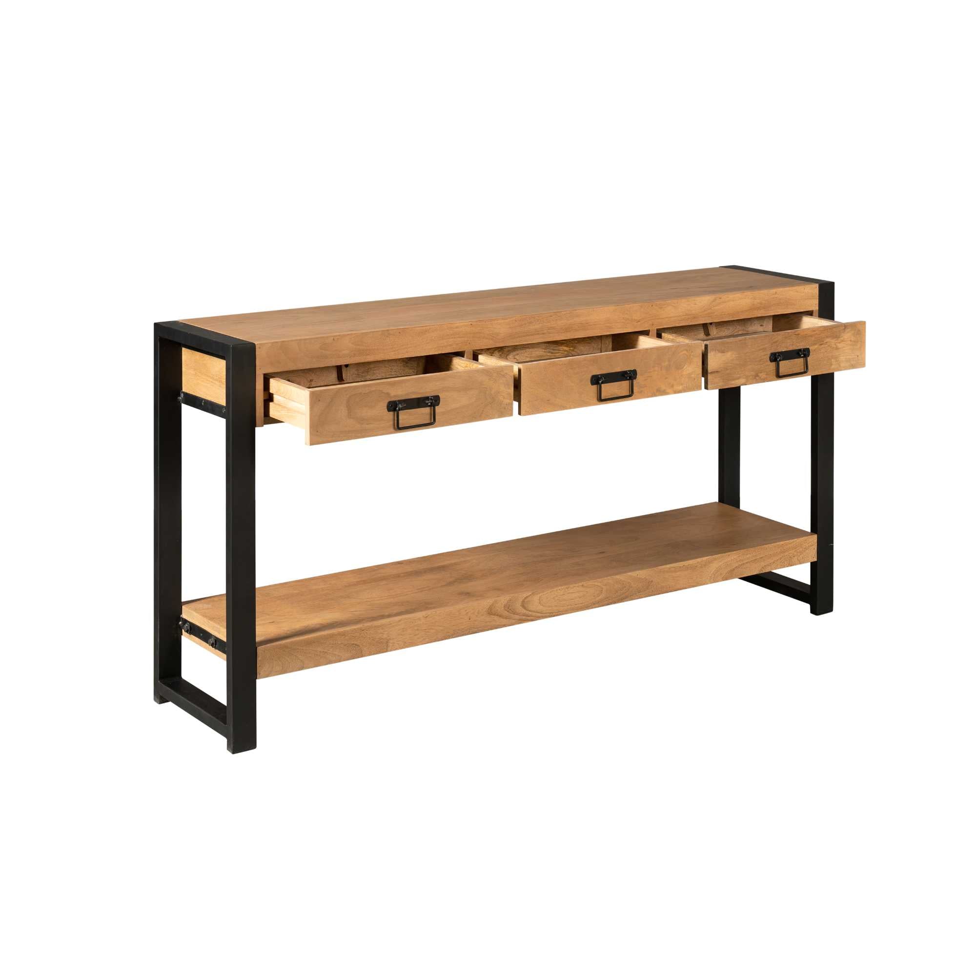 Sidetable Boaz | 3 Lades | Mangohout & Zwart