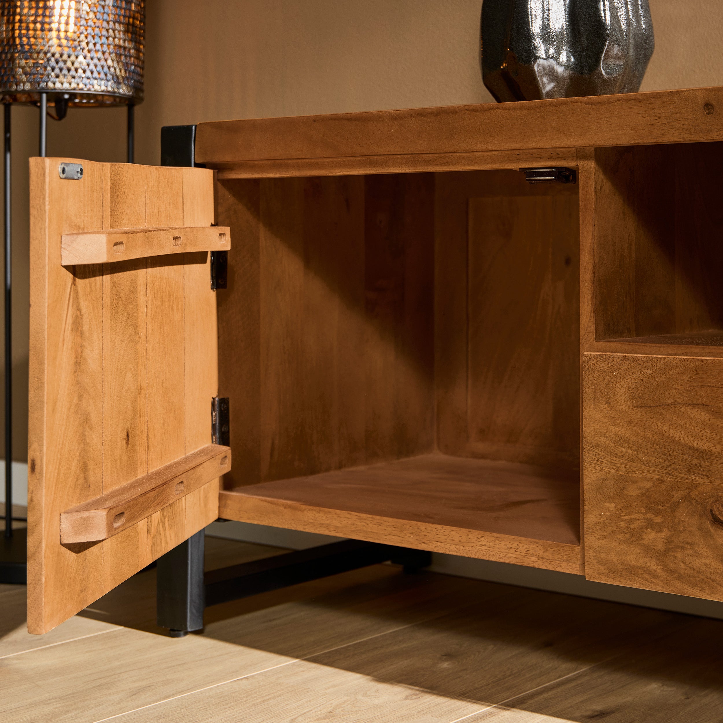 TV-meubel Boaz | 1 Deur | Massief mango naturel