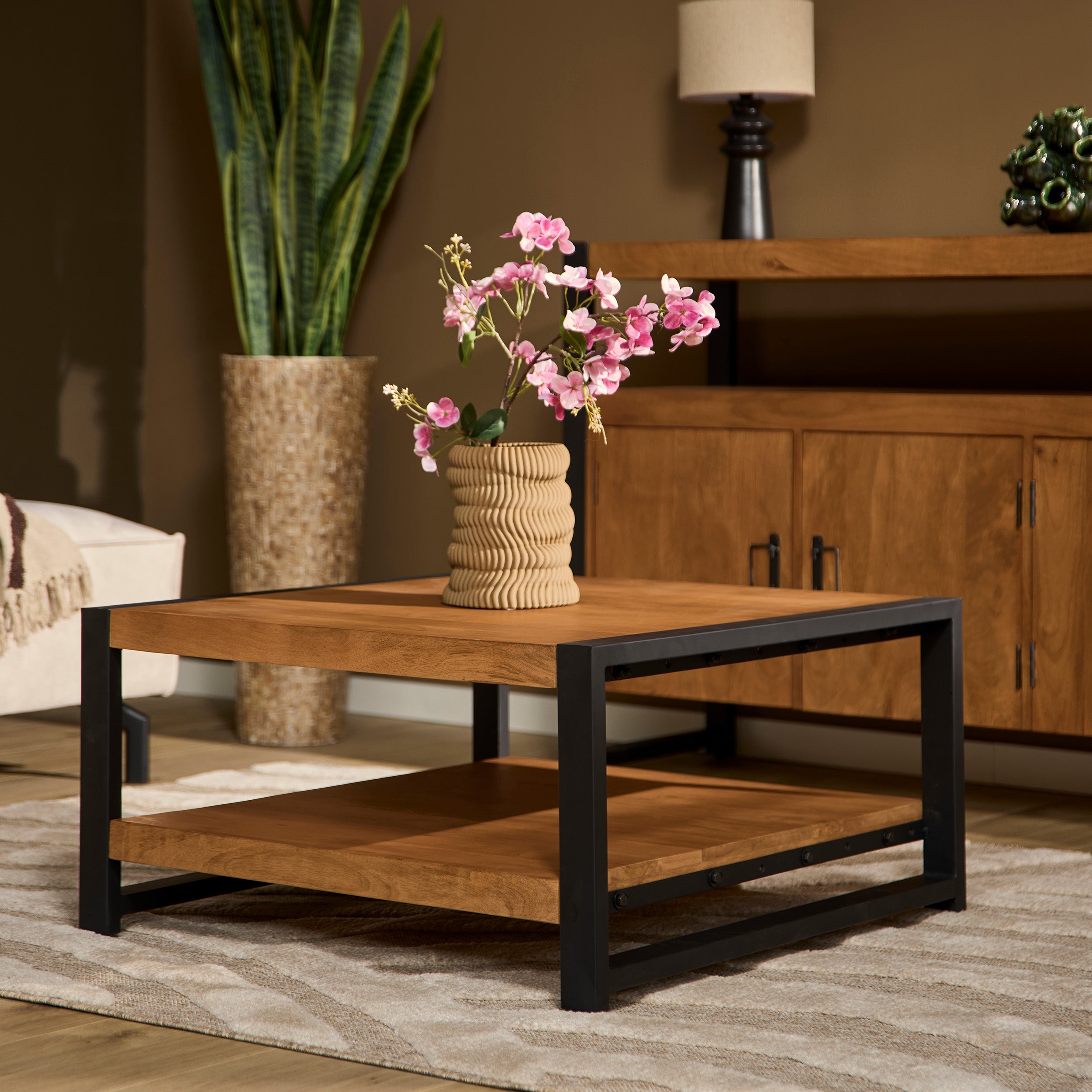 Salontafel Boaz | Mangohout | Metaal onderstel