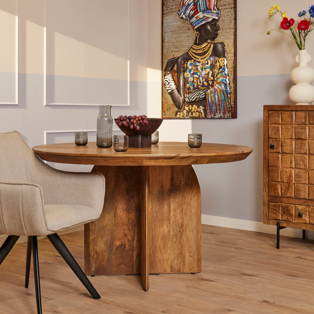 Eetkamertafel Tense | Massief mango | 130x130