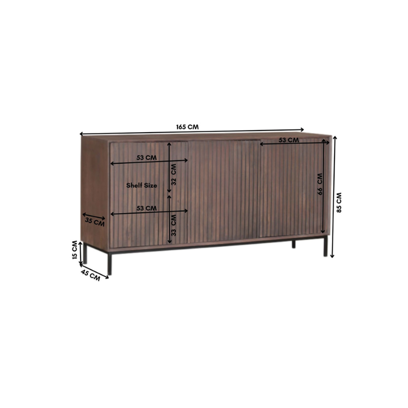 Dressoir Madison | 3-Deuren | Mangohout & Zwart