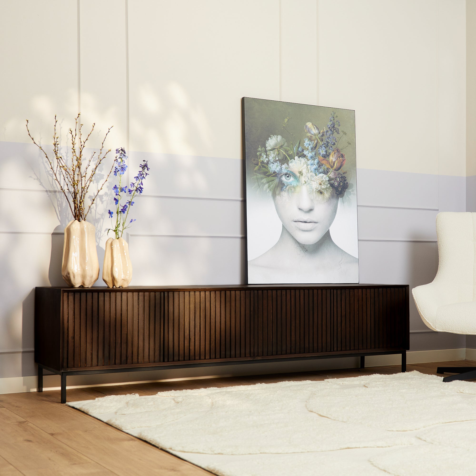 Tv meubel Madison | 4-deuren | Mangohout & Metaal