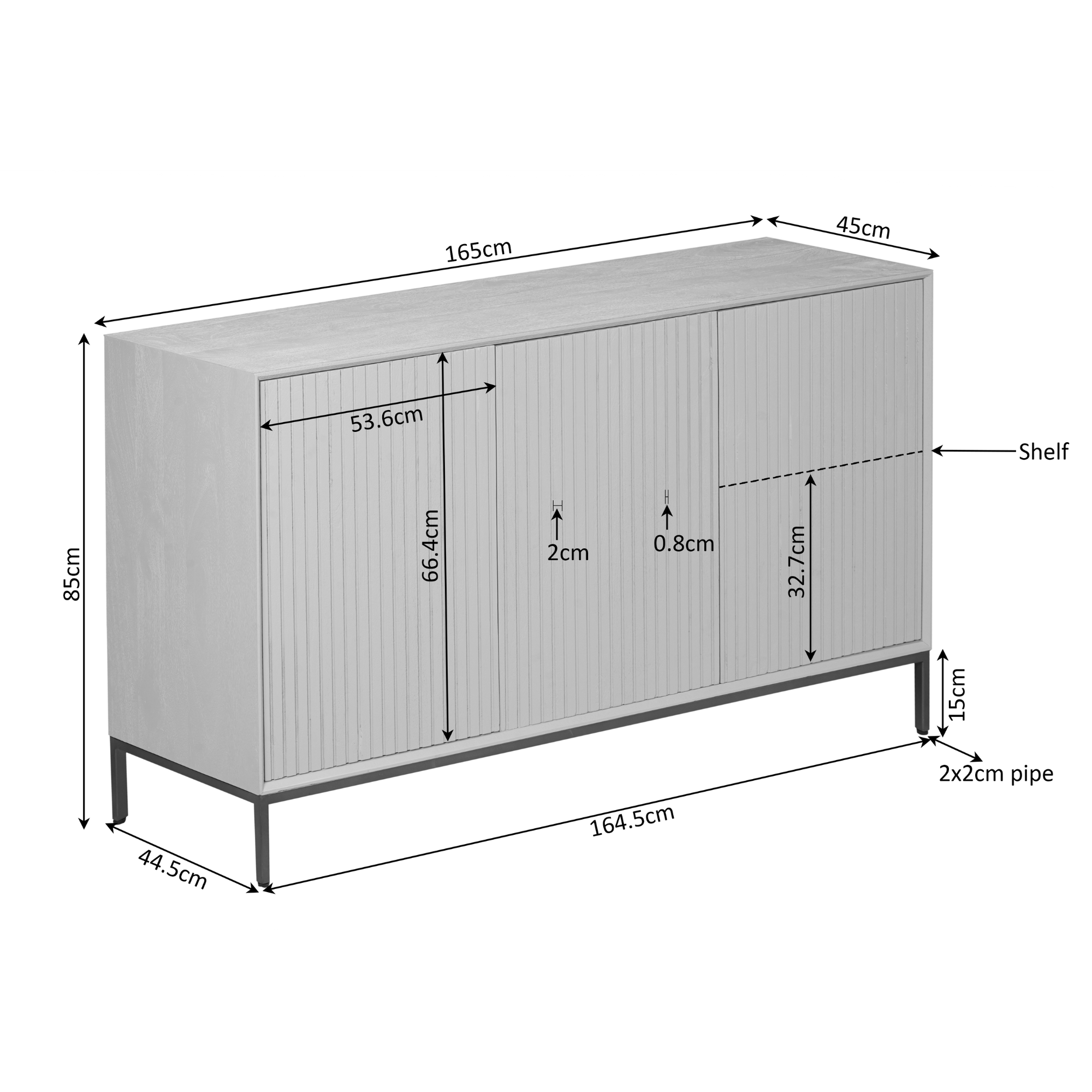 Dressoir Madison | 3 Deuren | Mangohout bruin