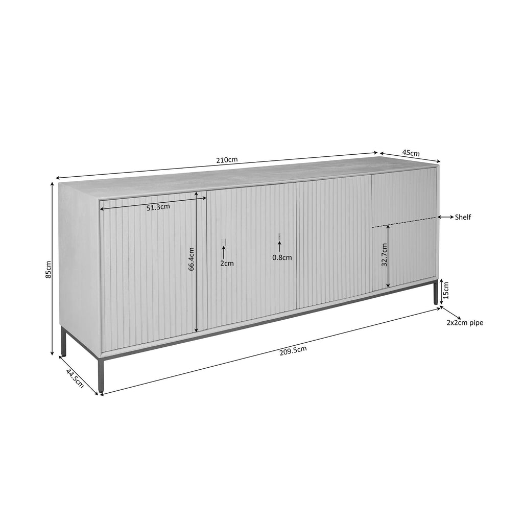 Dressoir Madison | 4-Deurs | Mangohout & Zwart