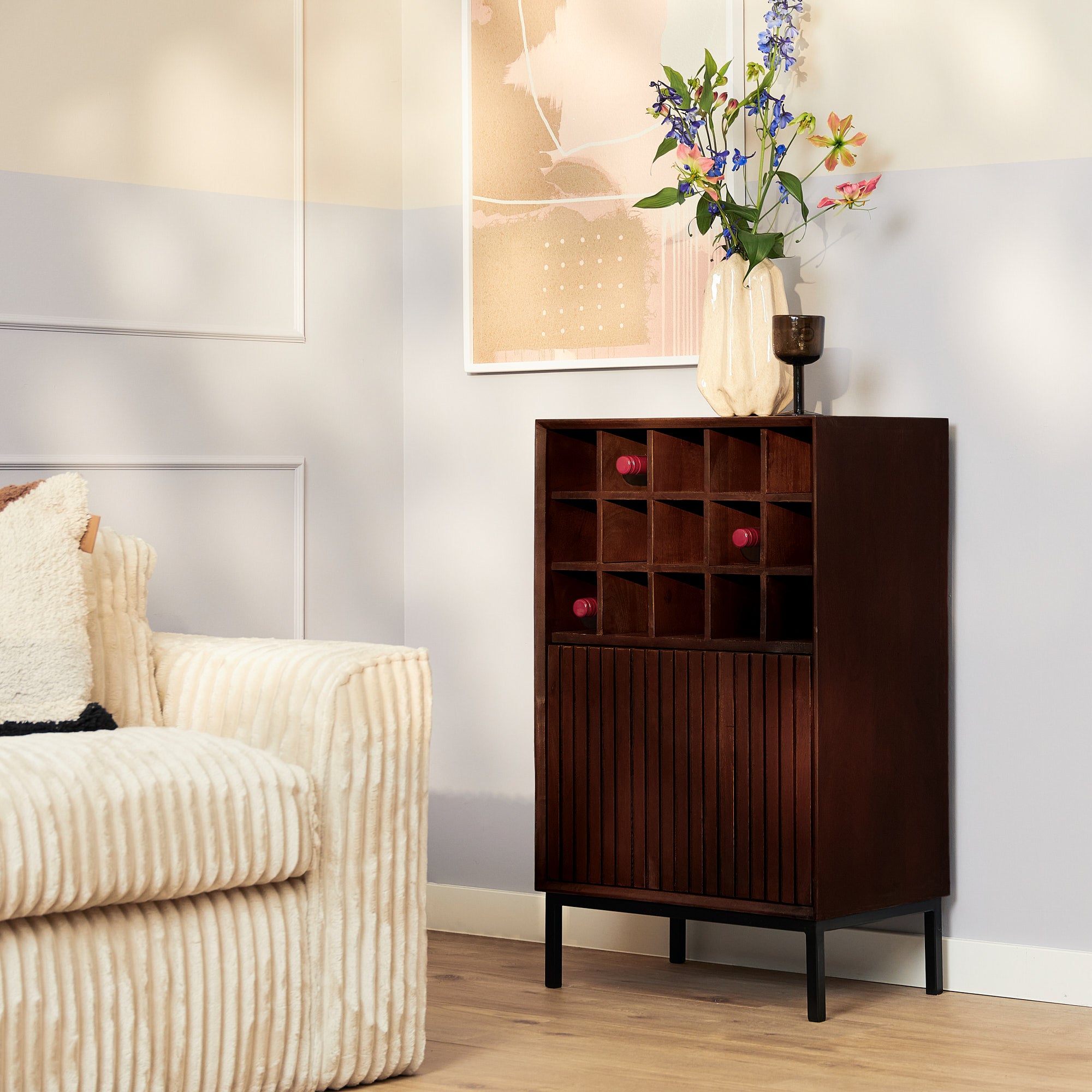 Wijnkast Madison | Mangohout | 15-vaks
