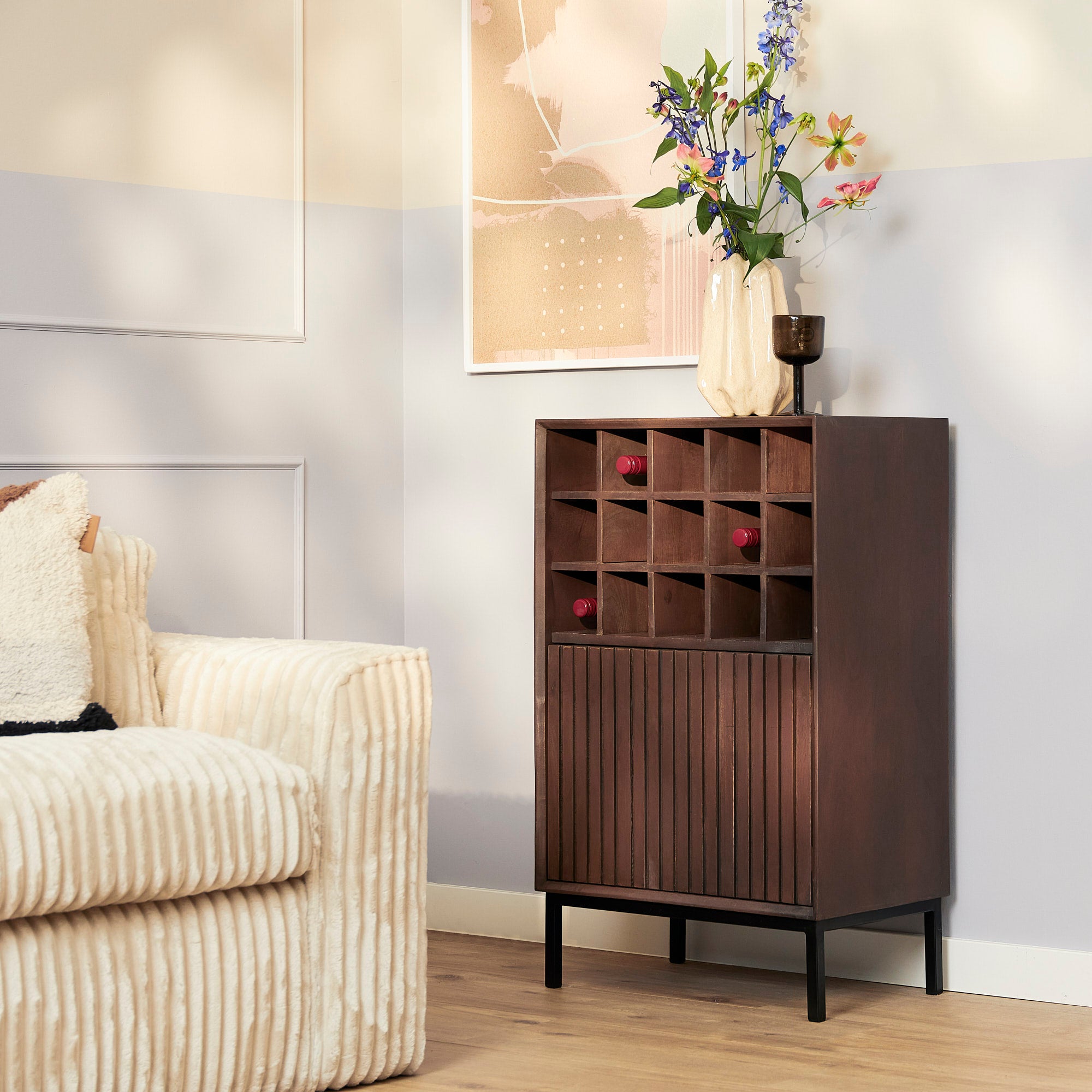 Wijnkast Madison | Mangohout | 15-vaks