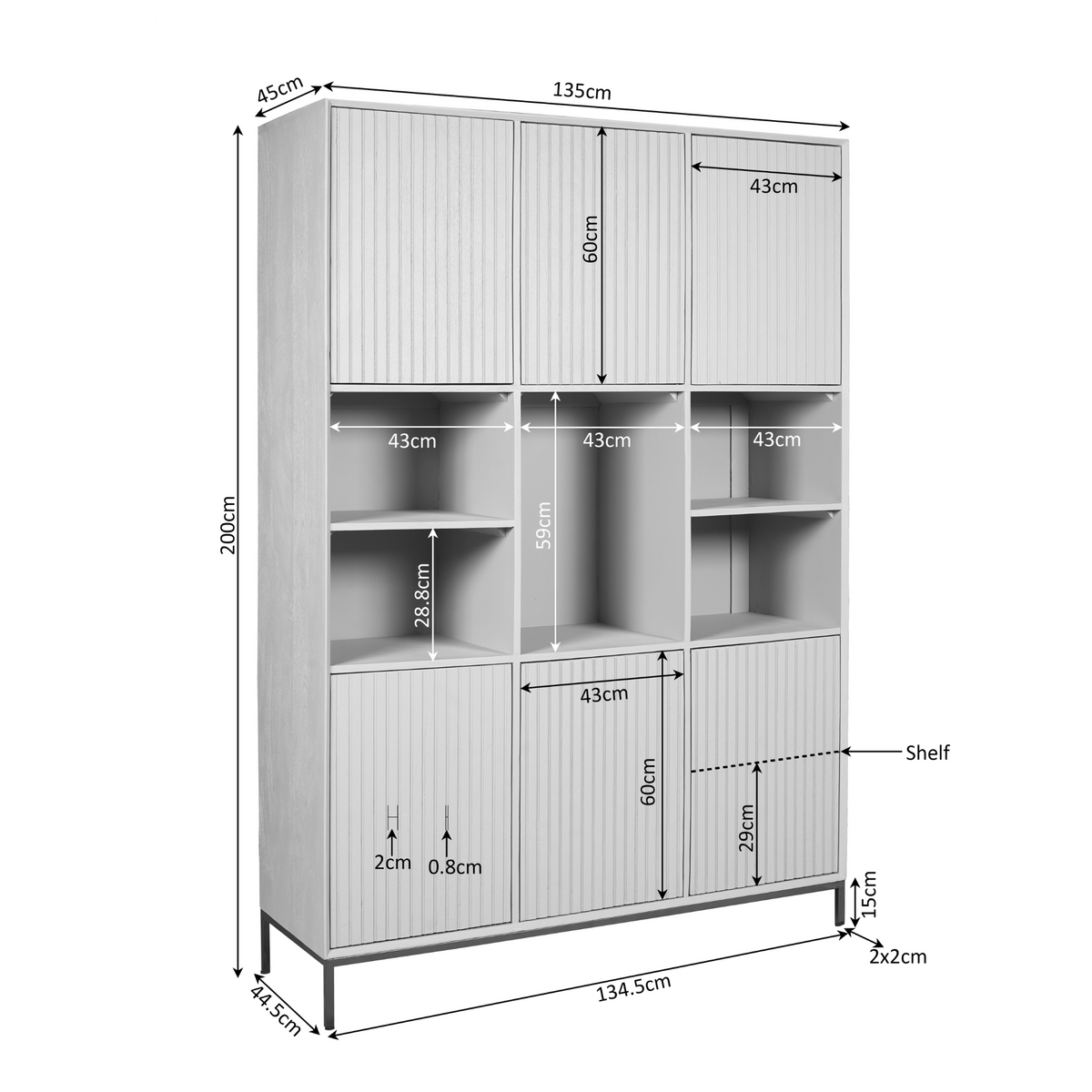 Vakkenkast Madison XL bruin| 135 cm