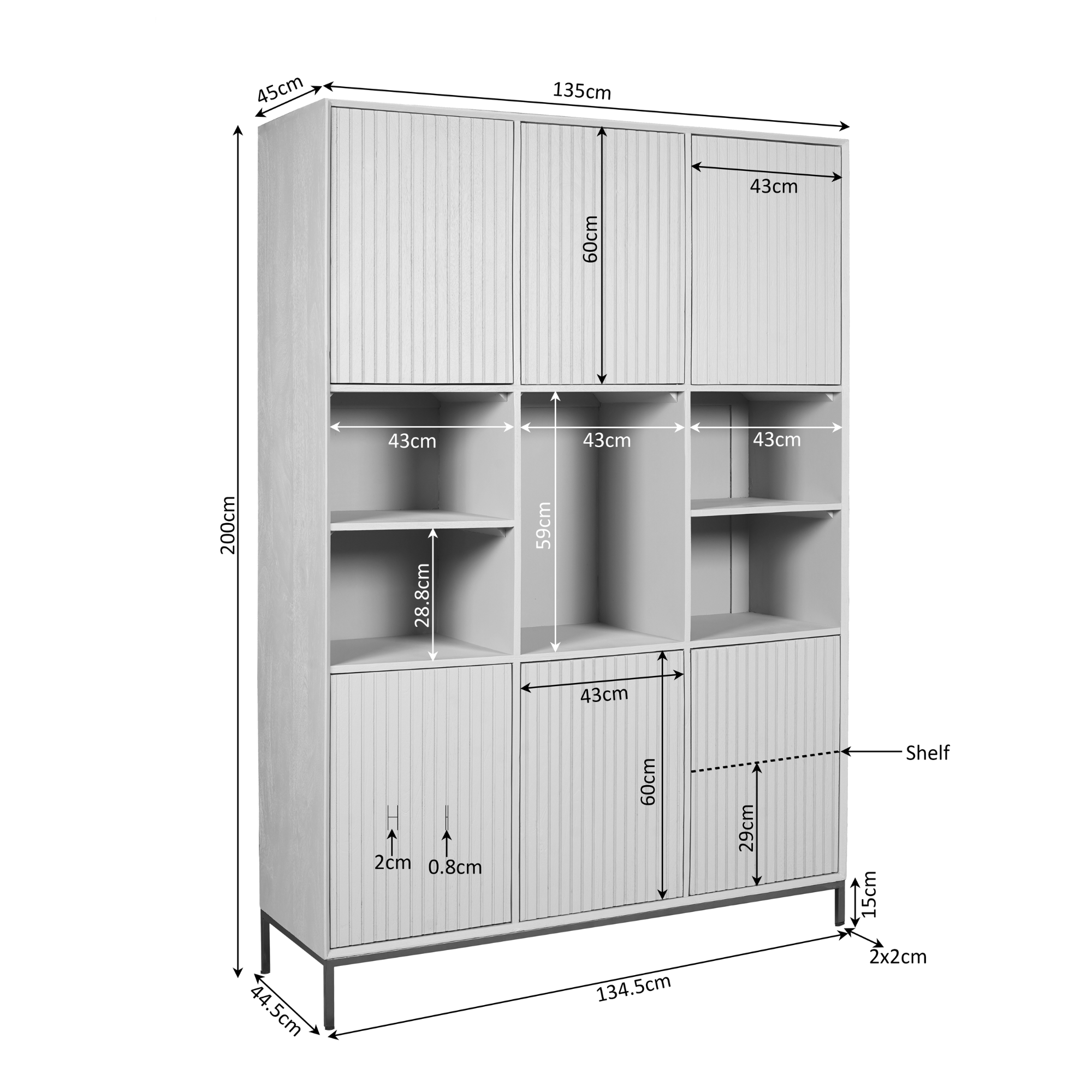 Vakkenkast XL Madison | Mangohout | 6 Deuren