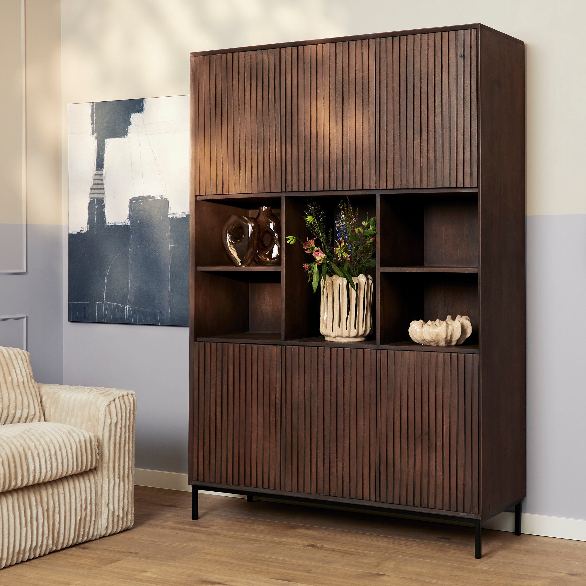 Vakkenkast XL Madison | Mangohout | 6 Deuren
