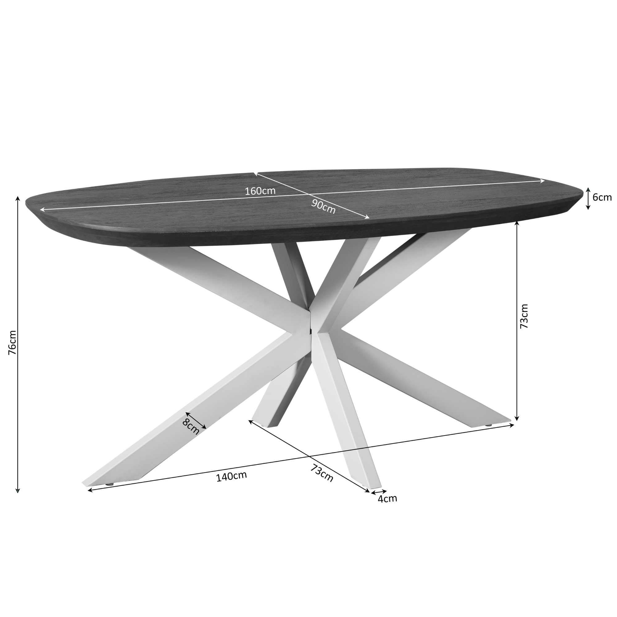 Eettafel Madison Brown | Ovaal | Bruin & Zwart