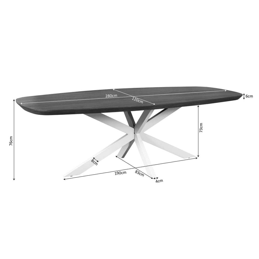 Eettafel Madison Bruin | 280 cm | Deens Ovaal | Poot Zwart