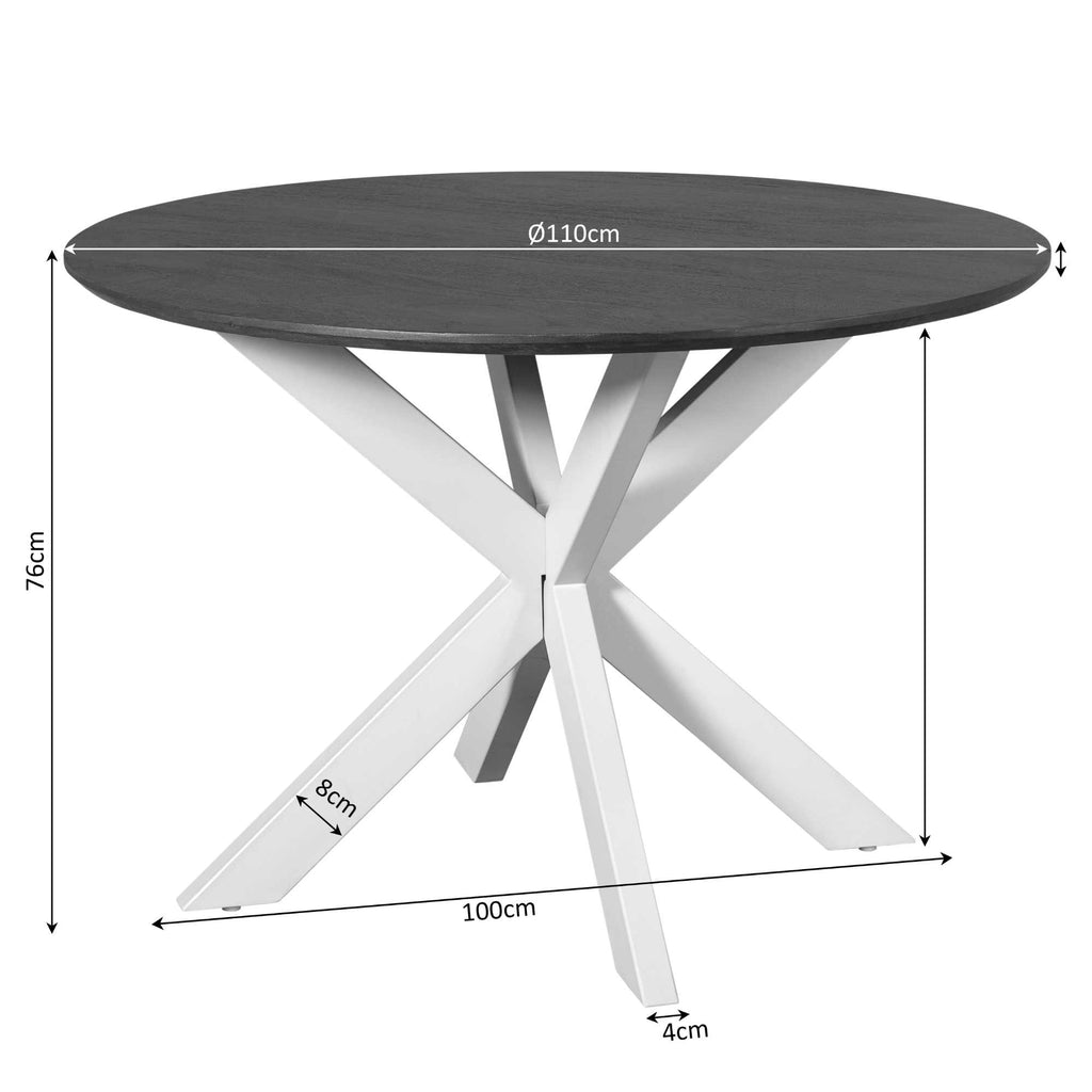 Eettafel Madison Bruin | 110 cm | Poot Zand