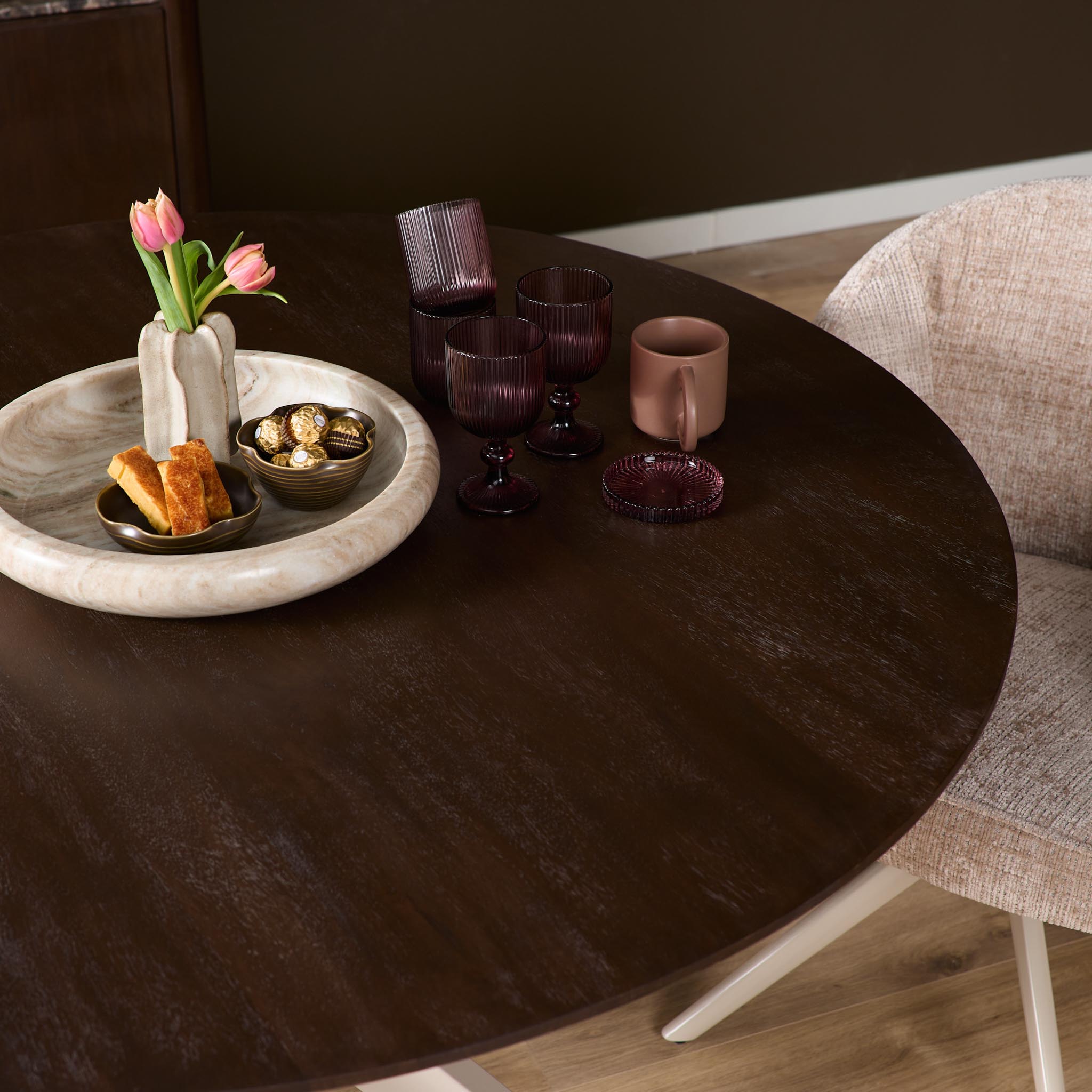 Eettafel Madison Brown | Rond Ø130 | Bruin