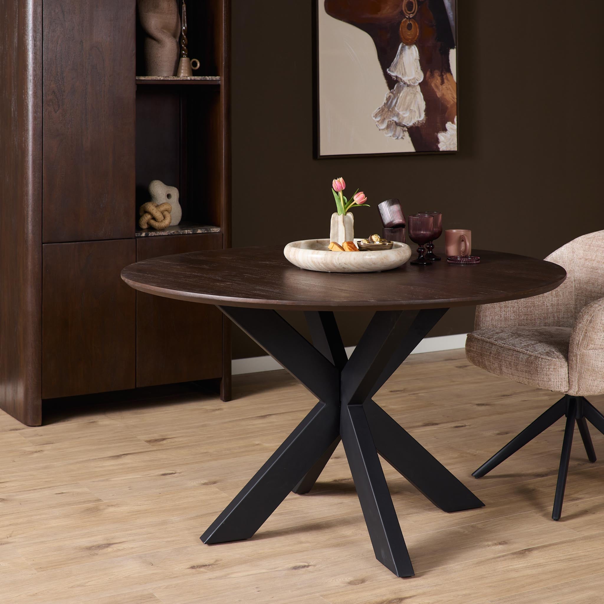 Eettafel Madison Brown | Rond | Ø130 cm Bruin