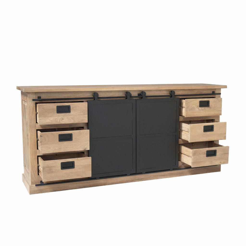 Dressoir Fresno | Mangohout licht | Zwart metaal