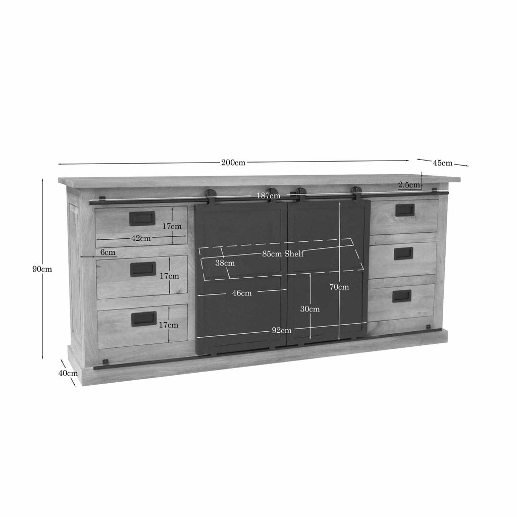 Dressoir Fresno | Mangohout licht | Zwart metaal