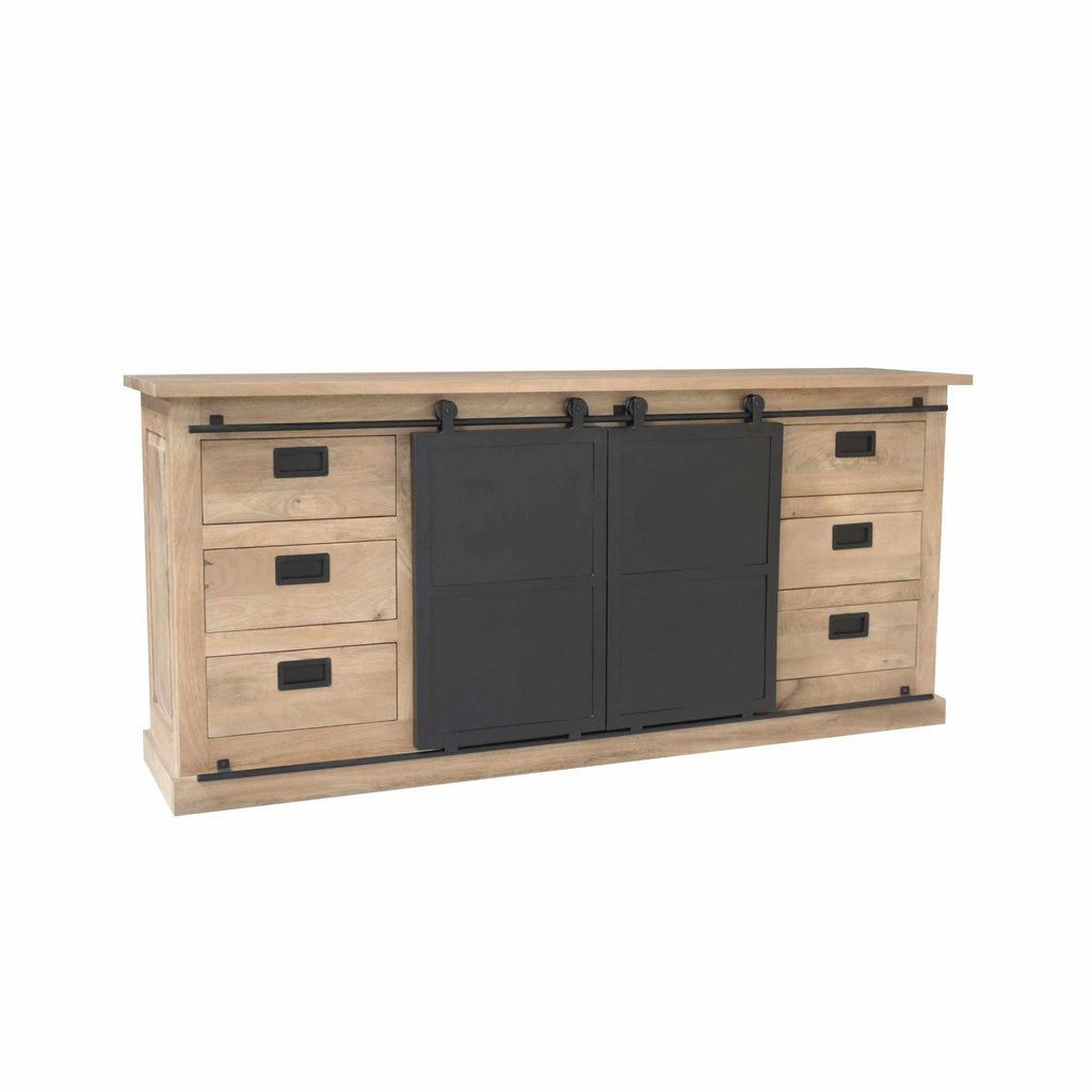 Dressoir Fresno | Mangohout licht | Zwart metaal